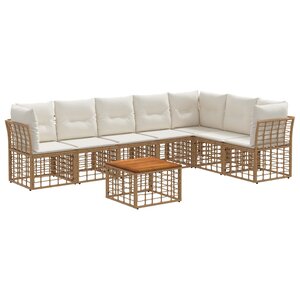 vidaXL Ensemble de canapés d'extérieur 8 pc Blanc Naturel et Crème