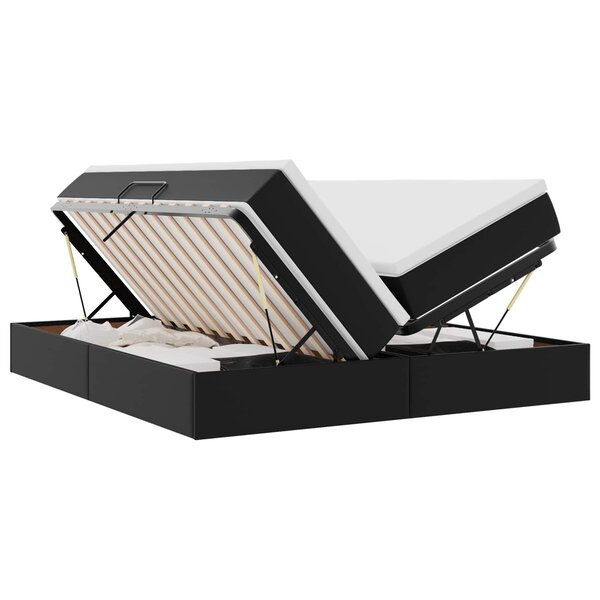 vidaXL Lit avec rangement et matelas avec stockage Noir 180 x 200 cm