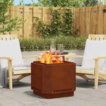 vidaXL Bol de feu sans fumée Rouillé 58 x 58 x 51 cm Acier patiné