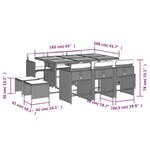 vidaXL Ensemble à manger de jardin 11Pièces avec coussins gris poly rotin
