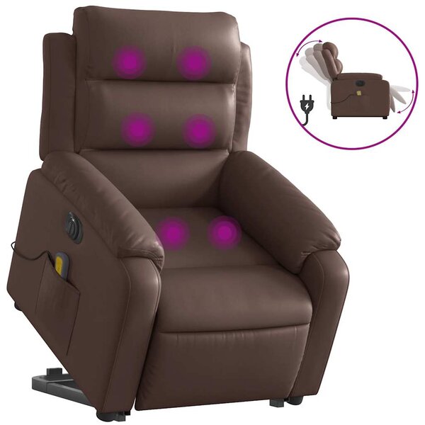 vidaXL Fauteuil inclinable de massage électrique marron similicuir