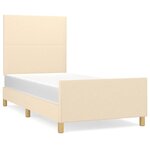 vidaXL Cadre de lit avec tête de lit Crème 90x190 cm Tissu