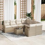 vidaXL Ensemble de canapé de jardin avec coussin 9 Pièces Beige et crème