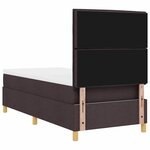 vidaXL Lit à ressorts avec matelas Marron foncé 100 x 200 cm tissu