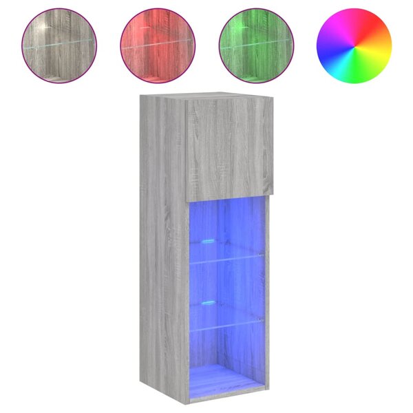 vidaXL Meuble TV avec lumières LED sonoma gris 30 5x30x90 cm