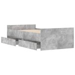 vidaXL Cadre de lit avec tiroirs sans matelas gris béton 90x190 cm