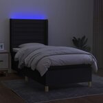 vidaXL Sommier à lattes de lit matelas et LED Noir 90x200 cm Tissu