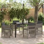 vidaXL Ensemble de salle à manger pour jardin 5 Pièces Gris Poly rotin