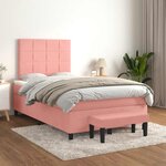 vidaXL Sommier à lattes de lit avec matelas rose 120x190 cm velours
