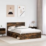 vidaXL Cadre de lit Chêne fumé 135 x 190 cm Pin massif