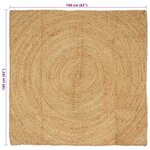 vidaXL Tapis de surface Carré Marron 160 x 160 cm Jute