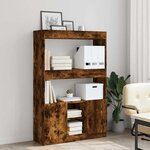 vidaXL Buffet haut chêne fumé 92x33x140 cm bois d'ingénierie