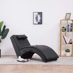 vidaXL Chaise longue de massage avec oreiller Noir Similicuir