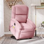 vidaXL Fauteuil inclinable de massage électrique rose velours