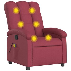 vidaXL Fauteuil de massage inclinable rouge bordeaux tissu