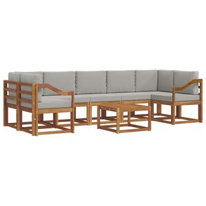 vidaXL Ensemble de canapés d'extérieur 8 pc Gris Naturel et Clair