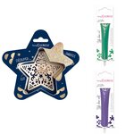 Kit pour biscuit en relief étoile + 2 stylos au chocolat vert et violet