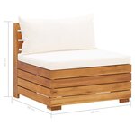 vidaXL Canapé central sectionnel 1 pc et coussins Bois d'acacia massif