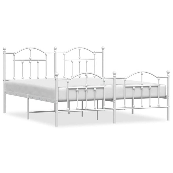 vidaXL Cadre de lit métal sans matelas et pied de lit blanc 183x213 cm