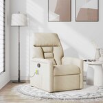 vidaXL Fauteuil de massage inclinable Crème Tissu