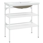 vidaXL Cadre de lavabo de salle de bain vasque à encastrer Blanc Fer