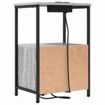 vidaXL Table de nuit avec station de chargement 2 Pièces Sonoma gris