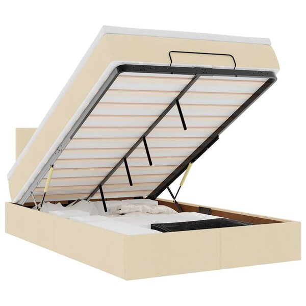 vidaXL Lit ottoman avec matelas crème 140x190 cm tissu
