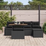 vidaXL Ensemble de canapé de jardin 6 Pièces Noir Poly rotin