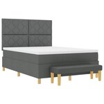vidaXL Lit à ressorts avec matelas Gris foncé 140 x 200 cm tissu