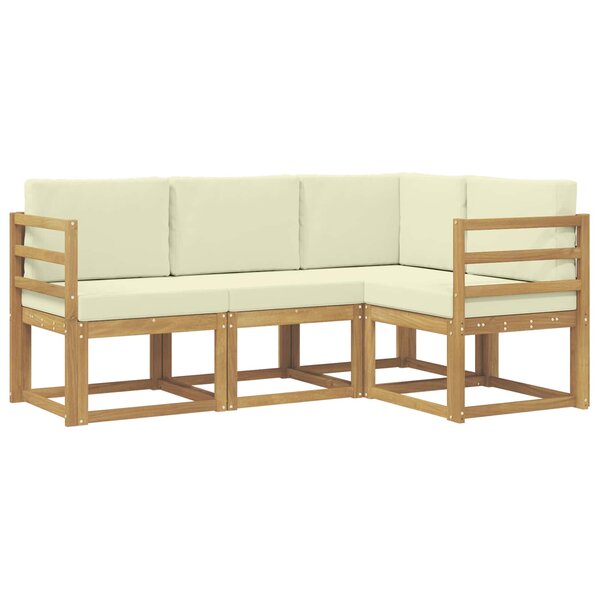 vidaXL Ensemble de canapés d'extérieur 4 pc Blanc et crème