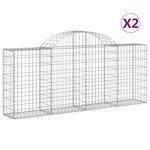 vidaXL Paniers à gabions arqués 2 Pièces 200x30x80/100 cm Fer galvanisé
