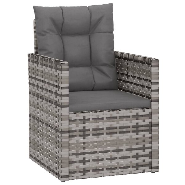 vidaXL Fauteuil de jardin avec coussins Gris Résine tressée