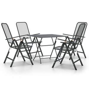 vidaXL Ensemble à manger de jardin 5 Pièces Maille Métal Anthracite