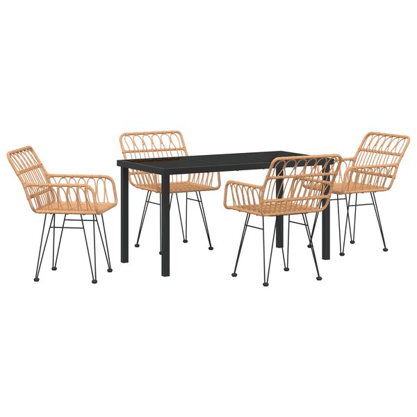 vidaXL Set de salle à manger de jardin 5 pièces en polyrotin marron