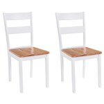 vidaXL Chaises à manger lot de 2 blanc bois hévéa massif