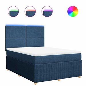 vidaXL Sommier à lattes de lit avec matelas Bleu 140x200 cm Tissu