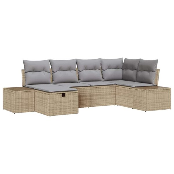 vidaXL Ensemble de canapé de jardin 6 Pièces Beige 55 x 62 x 69 cm