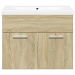 vidaXL Armoire lavabo de salle de bain et bassin intégré chêne sonoma
