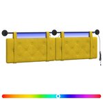 vidaXL Tête de lit suspendue Avec lumière LED Jaune Velours
