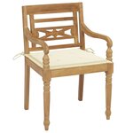 vidaXL Chaises Batavia avec coussins 4 Pièces Bois de teck solide