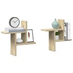 vidaXL Étagères murales 2Pièces chêne sonoma 38x12x38cm bois d'ingénierie