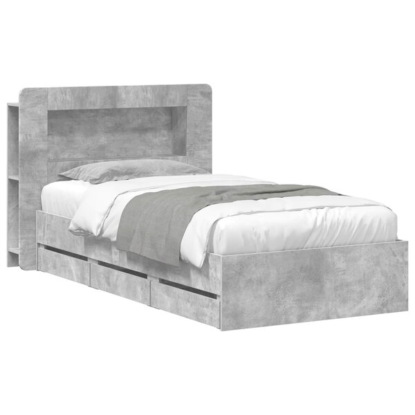 vidaXL Cadre de lit avec rangement Gris béton 80 x 200 cm