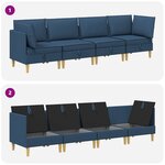 vidaXL Canapé modulaire avec rangement 4 Pièces Bleu Tissu