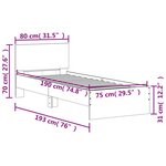 vidaXL Cadre de lit sans matelas avec tête de lit gris béton 75x190 cm