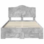 vidaXL Cadre de lit Gris béton 135 x 190 cm Bois d'ingénierie