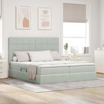vidaXL Lit de rangement LED avec matelas Gris clair 200 x 200 cm