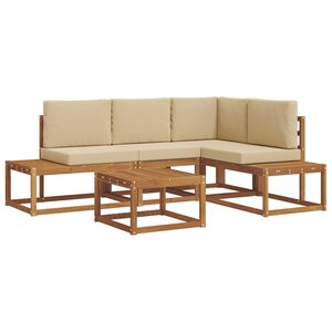 vidaXL 5 pc Ensemble de canapés d'extérieur Naturel et Beige