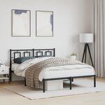 vidaXL Cadre de lit métal sans matelas avec tête de lit noir 140x200cm