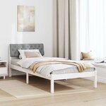 vidaXL Cadre de lit Blanc et gris clair 90 x 200 cm Bois massif en pin