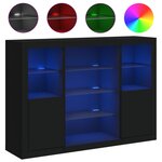 vidaXL Buffets avec lumières LED 3 Pièces noir bois d'ingénierie